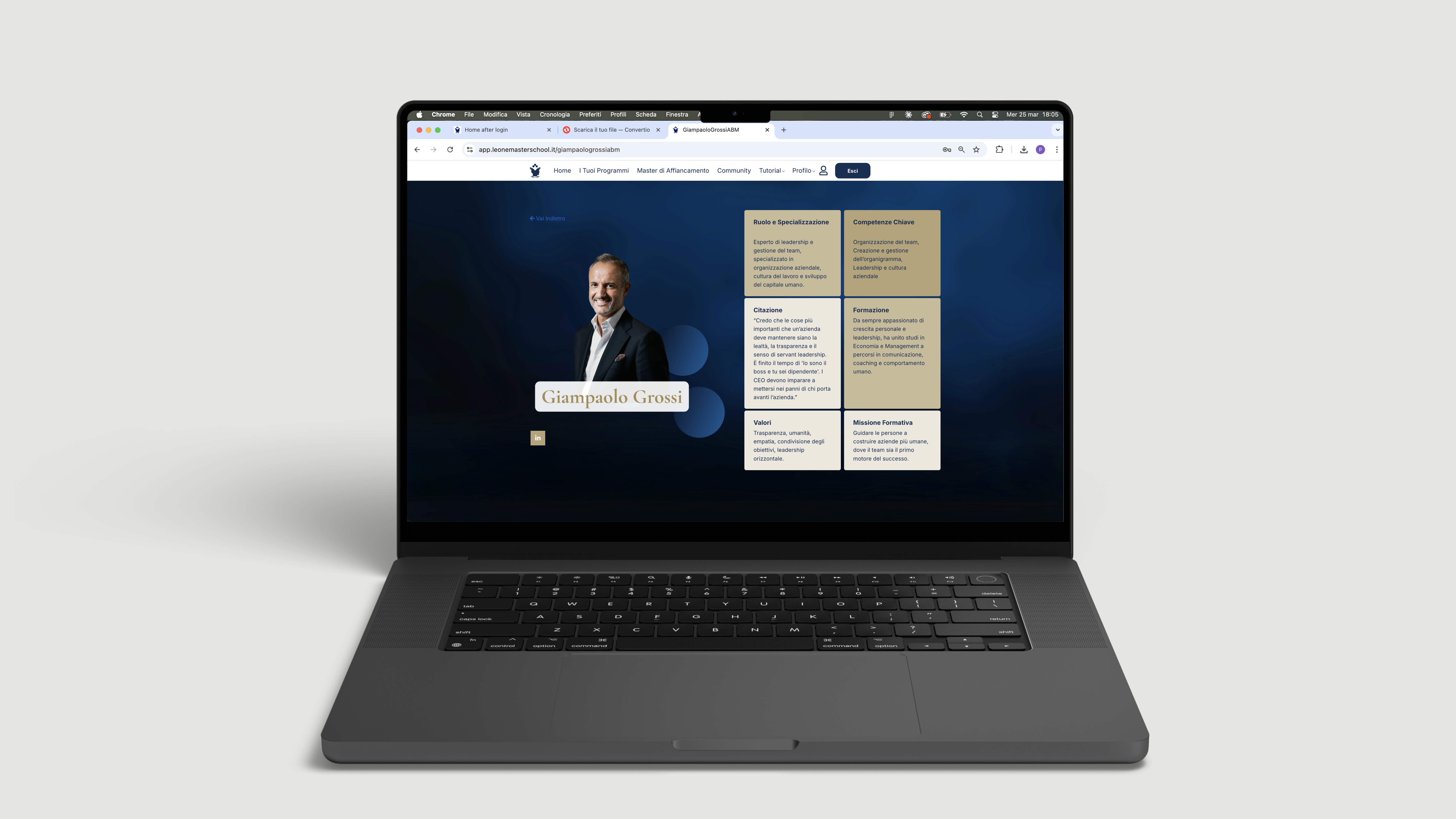 Pagina docente — Architettura contenuti Leone Master School